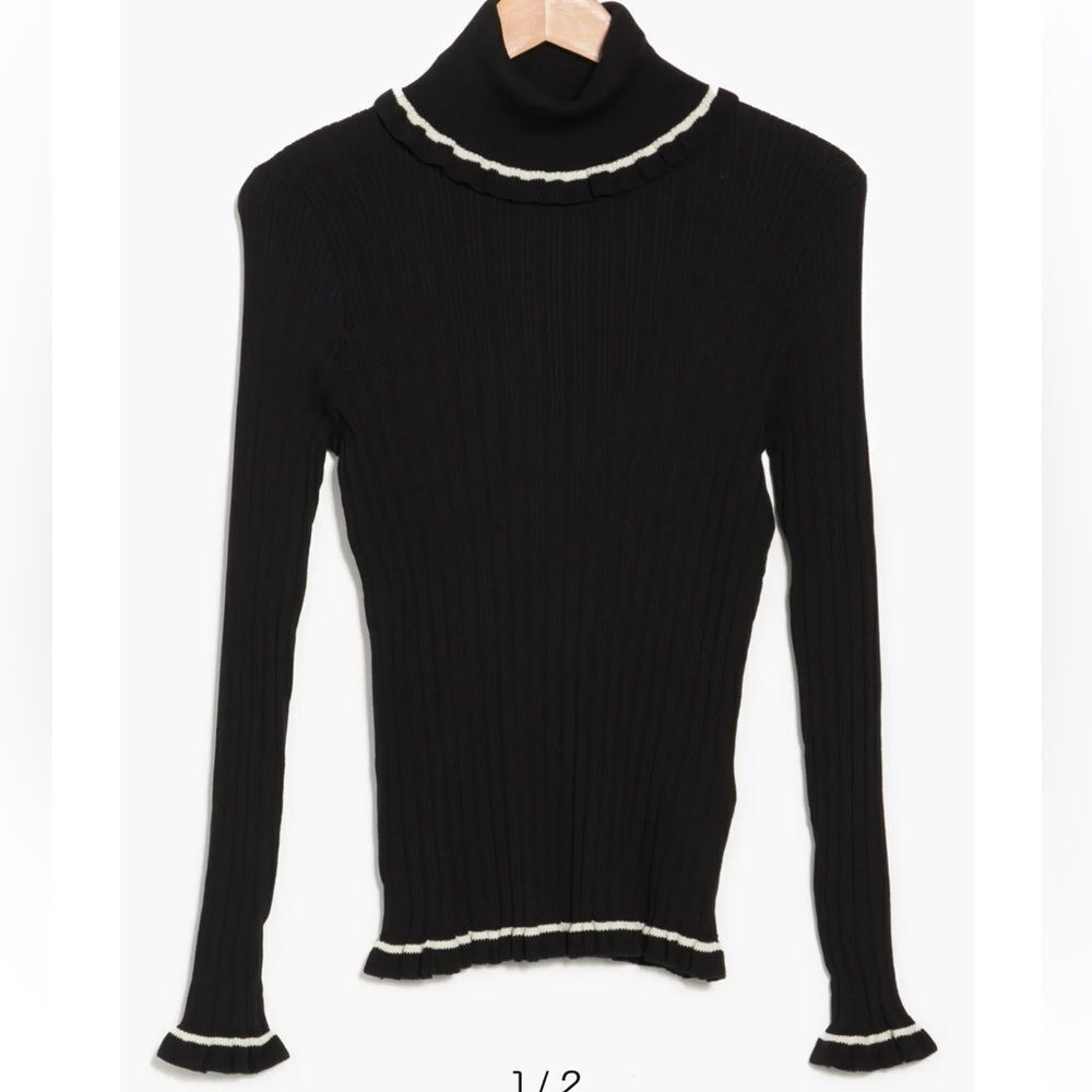 Kate Spade Ribbed Ruffle Trim Turtleneck Sweater!